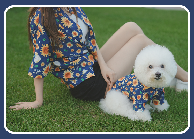 Sunflower Series Human and Dog Matching Outfit Bichon Floral Shirt Pet Cloth