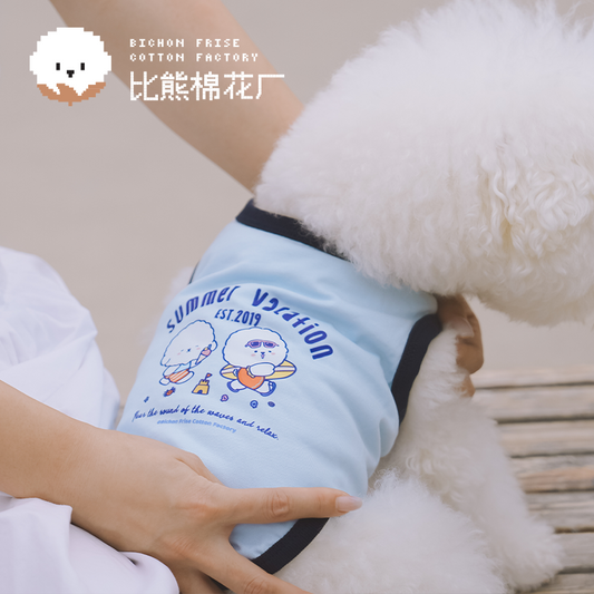 Sunflower Series Human and Dog Matching Outfit Blue Shirt Pet Clothes