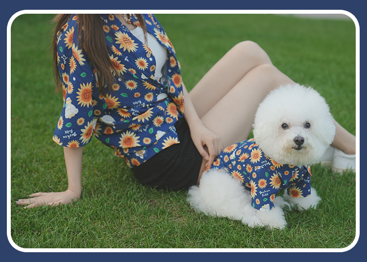 Sunflower Series Human and Dog Matching Outfit Adult Bichon Floral Shirt