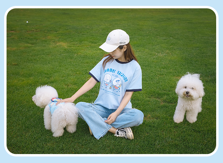 Sunflower Series Human and Dog Matching Outfit Blue Shirt Pet Clothes